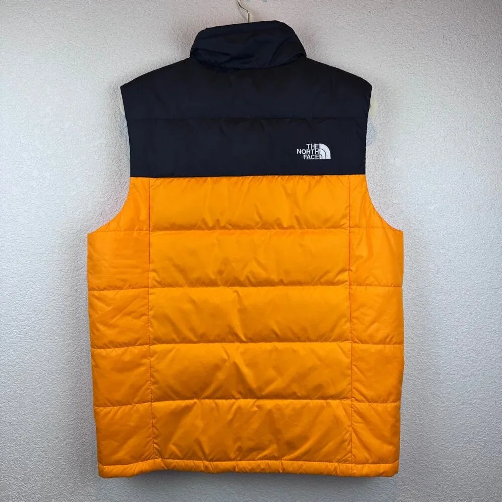 The North Face Orange Black Puffer Vest Mens M Zip Outdoor Gorpcore - Picture 12 of 12